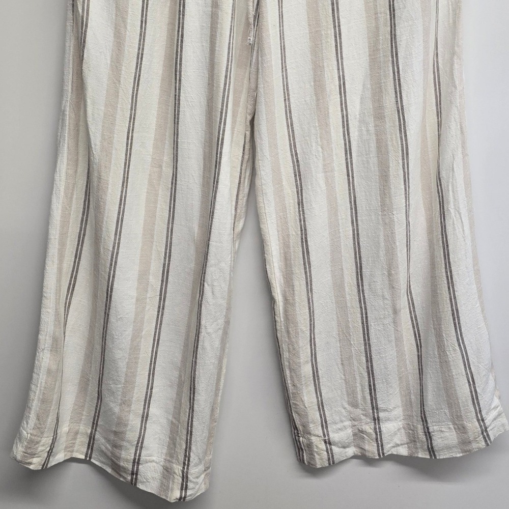 Becool‎ Womens Medium Striped Wide Leg Pants Elastic Linen Blend Resortwear - Picture 4 of 8